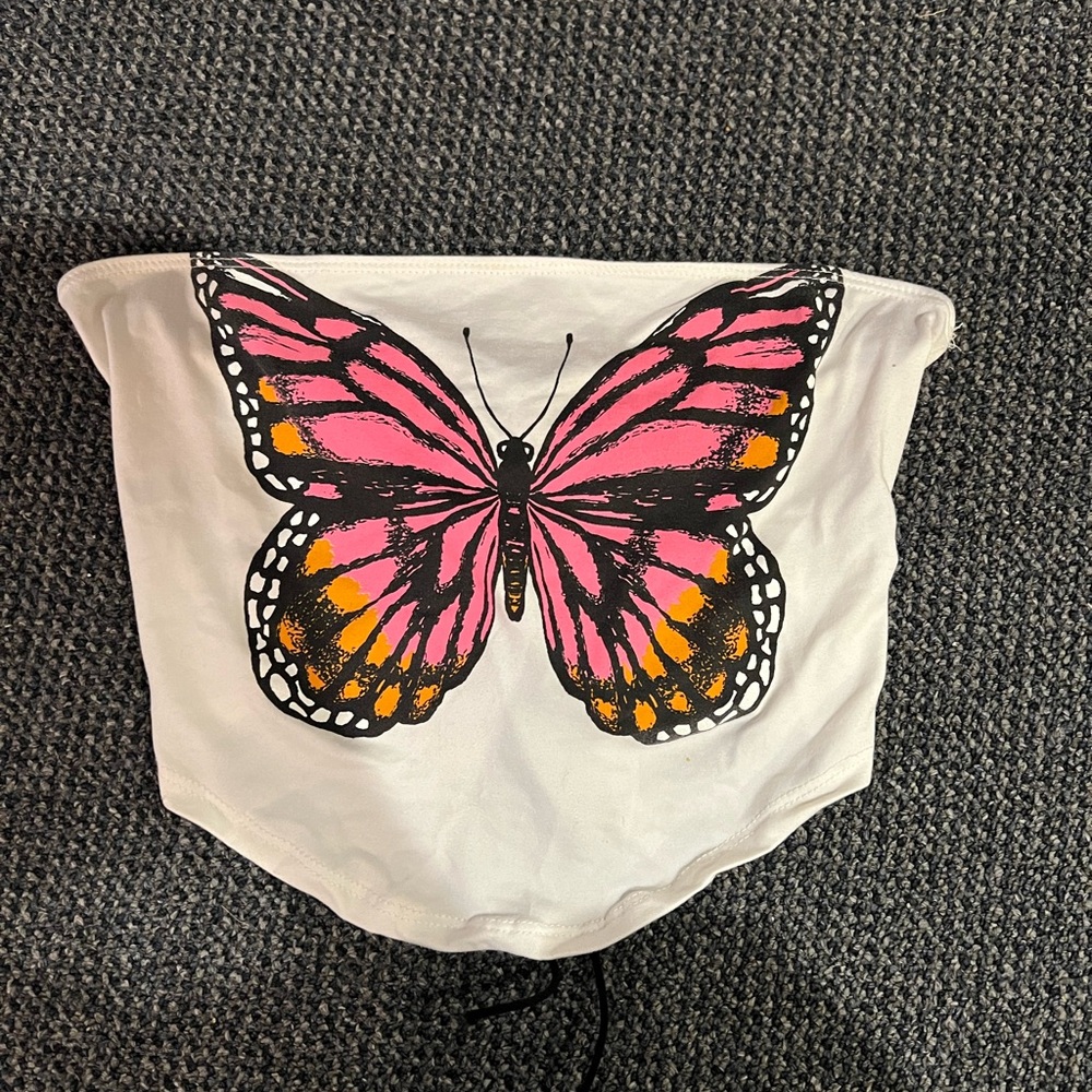 Butterfly Print White Bandana